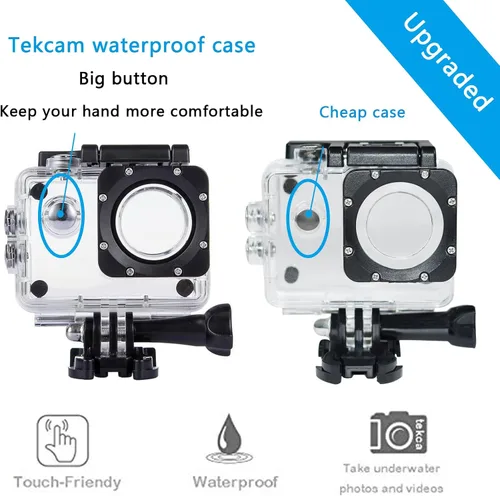 Vista 3 de Funda impermeable compatible con AKASO EK7000/Apexcam M80AIR/Pro Xtreme/SJCAM SJ4000/Dragon Touch Vision3 YF, carcasa impermeable para cámara