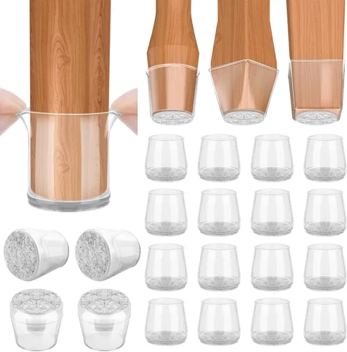 Vista 18 de BALEINE Paquete de 32 protectores de silicona para patas de silla, tapas protectoras de patas de taburete, tapas antideslizantes para patas de silla