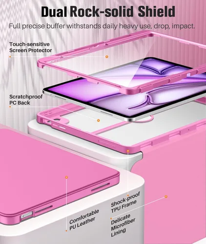 Vista 52 de MoKo Funda para iPad Air de 13 pulgadas M3 2025 y M2 2024 con soporte para lápices, funda para iPad Air 13 [protector de pantalla integrado]