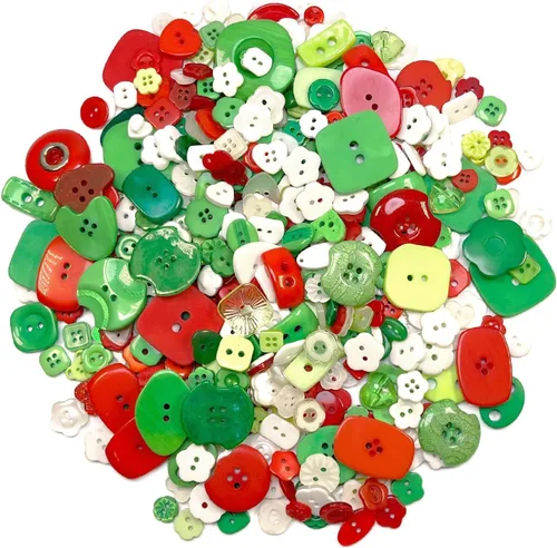 Vista 16 de Aproximadamente 600-700 piezas de botones navideños para manualidades con 2 y 4 agujeros, botones redondos para manualidades para decoraciones