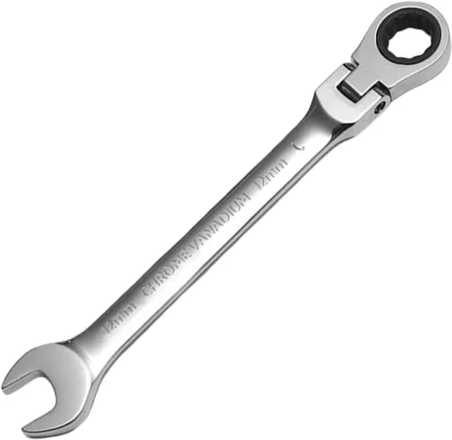 Vista 16 de WISEUP - Llave de trinquete CR-V forjada, llave de trinquete de cabeza flexible de 10 mm, llave de diseño industrial de doble uso, herramientas