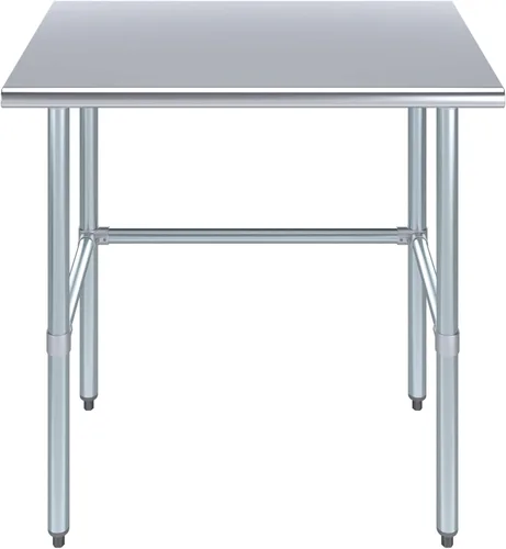 Vista 25 de Mesa de trabajo de acero inoxidable de base abierta de 20 x 20 pulgadas, mesa de trabajo comercial compacta certificada NSF con patas galvanizadas
