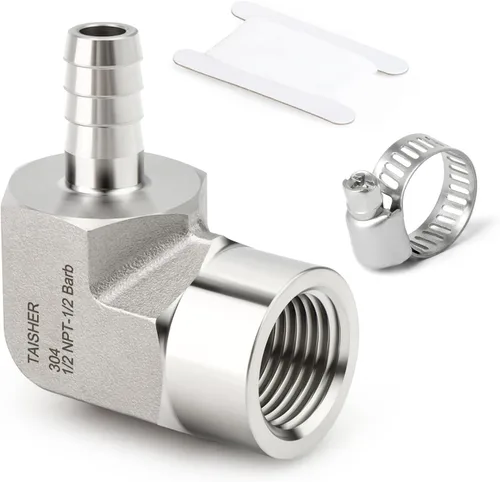 Vista 34 de TAISHER 1 PIEZA Accesorio de Manguera Codo de Acero Inoxidable 304 de 90 Grados - Púa de 1" x Púa de 1" para Combustible/Aire/Líquido/Gas con 2