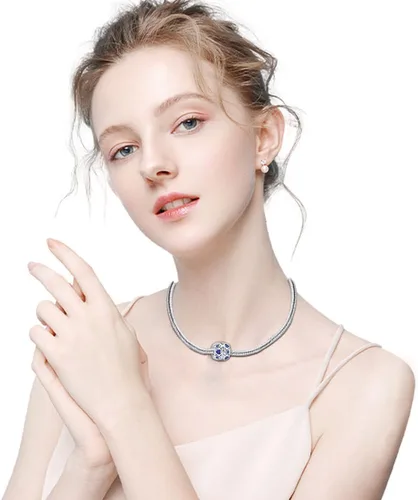 Vista 4 de Dijes de piedra natal con forma de corazón para pulseras y collares, plata de ley 925 con circonita cúbica 5A