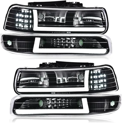 Vista 28 de PIT66 Lámparas LED DRL de montaje de faros delanteros compatibles con Chevy Silverado 1999-2002 / 2000-2006 Tahoe Suburban faro delantero con luces