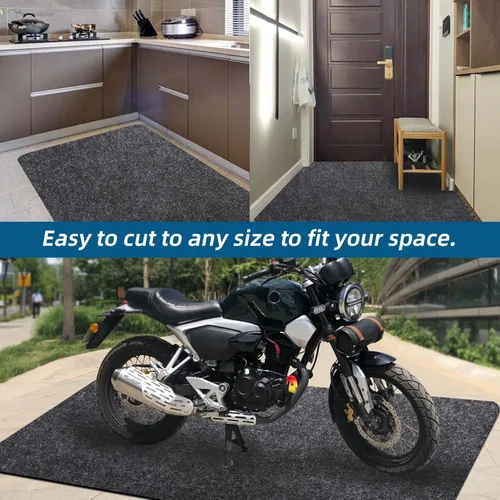 Vista 7 de Roykaw Tapete de garaje para motocicleta/bicicleta, almohadilla mecánica, absorbente de aceite, fácil de cortar y limpiar, impermeable