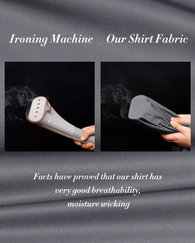 Vista 3 de J.VER Camisa de vestir elástica de manga larga casual para hombre, sin arrugas, ajuste regular, con botones