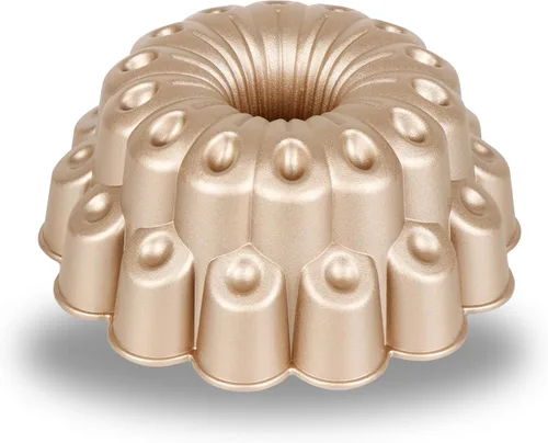 Vista 18 de Moldes para pasteles estriados antiadherentes Baker's Secret, hornea pasteles únicos, moldes para pasteles de aluminio fundido a presión, 2 capas