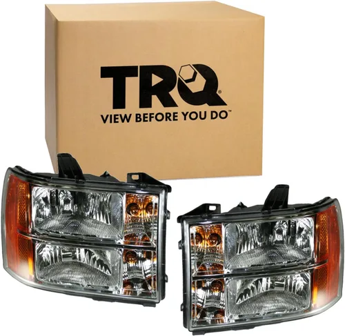 Vista 117 de TRQ Juego de Conjunto de Ensamble de Faros de 2 Piezas de Desempeño Halógeno con Marco Cromado Conductor y Lado del Pasajero Compatible con Mercedes