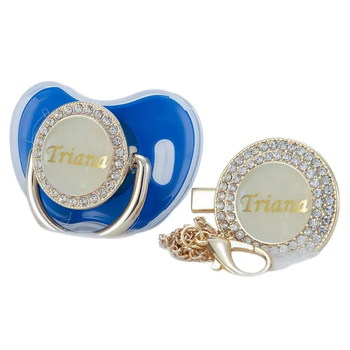 Vista 20 de Personalizado Cualquier nombre puede hacer personalizado Bling Chupete y Clip de Chupete (Oro Rosa)