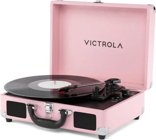 Vista 23 de Victrola Journey II (modelo 2025) - Reproductor de discos de maleta con Bluetooth - Altavoces estéreo integrados con graves mejorados, tocadiscos