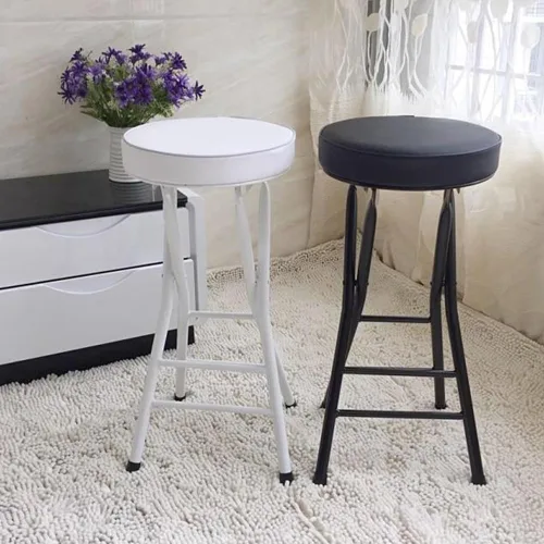 Vista 5 de Taburete plegable acolchado acolchado de 25.6 in/26 pulgadas, taburete de bar acolchado de altura de mostrador, silla plegable para interiores