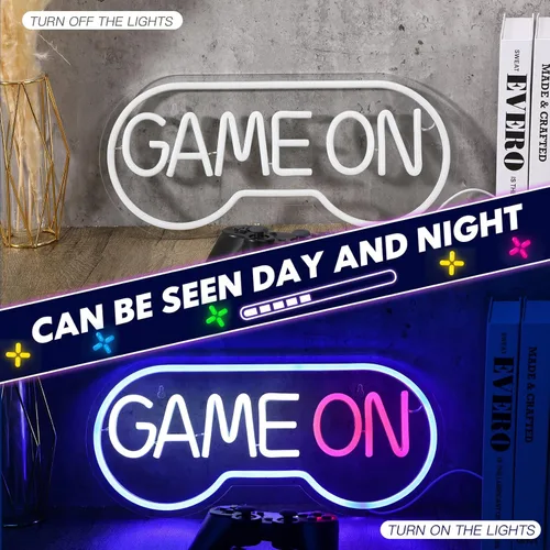 Vista 3 de Letrero de neón de juego para jugador, letrero de neón para decoración de habitación de jugadores, luces de neón LED para decoración de pared