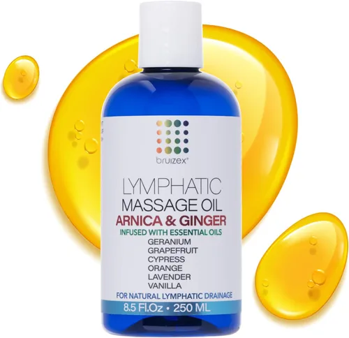 Vista 14 de Aceite de masaje de drenaje linfático con aceite de árnica y coco para recuperación poscirugía y masajeador de drenaje linfático, liposucción, 360