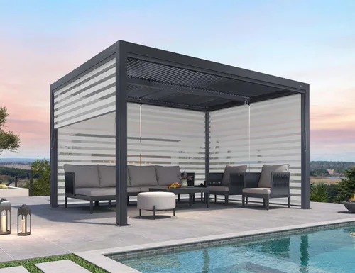 Vista 29 de PURPLE LEAF 94AS - Pérgola pequeña de aluminio compacto de 10 x 12 pies con techo rígido con listones ajustables para patio, cubierta de terraza