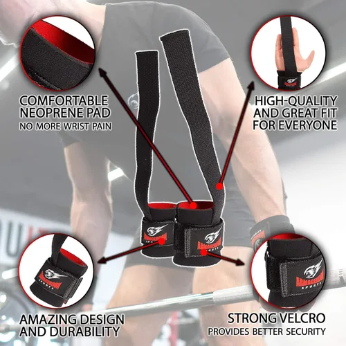 Vista 3 de Correas de Levantamiento Premium, Correas de Muñeca para Gimnasio, Correas de Muñeca para Levantamiento de Pesas, Correas de Gimnasio