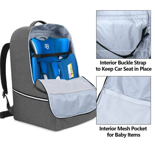 Vista 4 de Teamoy Bolsa de viaje para asiento de automóvil, bolsa de control para puerta de asiento de automóvil con asa superior y cintas reflectantes, fundas