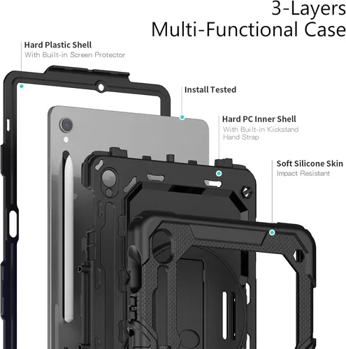 Vista 5 de Gylint Funda para Samsung Galaxy Tab S10 Lite / S10 FE / S9 FE 5G 10.9 pulgadas, con protector de pantalla, correa de mano, correa para el hombro