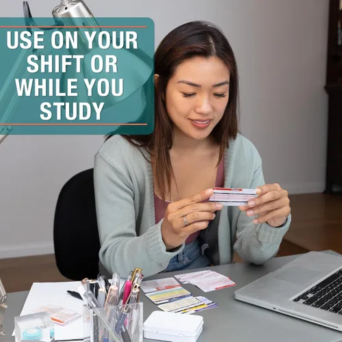 Vista 5 de BadgeGuru - Tarjetas de referencia de insignia de enfermería, 33 tarjetas de identificación de enfermera de doble cara, 66 hojas de trucos