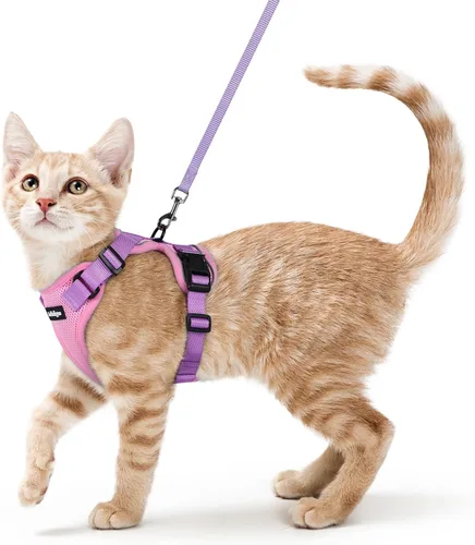 Vista 10 de rabbitgoo Arnés y correa para gatos para caminar, chaleco suave ajustable a prueba de escape para gatos, chaqueta de control fácil transpirable