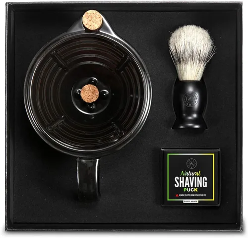 Vista 11 de Silver Fox Shaving Scuttle - Tazón con afeitadora, jabón, cepillo, taza de acero inoxidable, mantiene la espuma caliente y cremosa, afeitado
