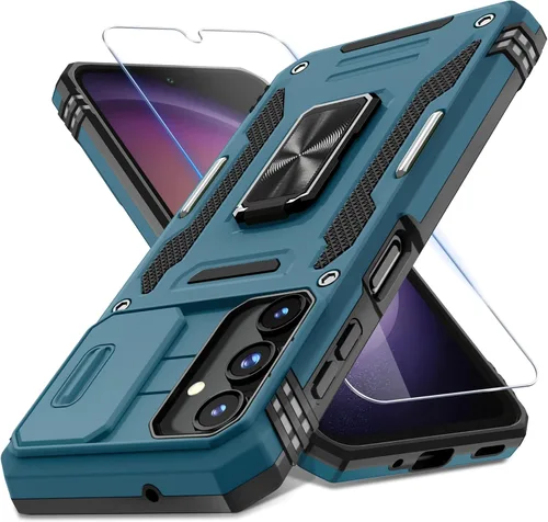 Vista 49 de DEERLAMN Funda para Samsung Galaxy A15 5G con cubierta deslizante para la cámara + protector de pantalla (1 paquete), soporte de anillo giratorio