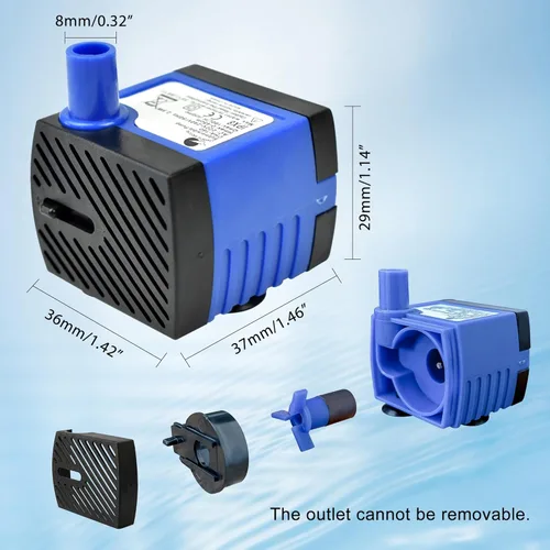 Vista 5 de CHANCS Bomba de agua de CA 110V 2.5W 160L/H 42GPH alta elevación 1.48ft pequeña bomba sumergible para humidificadores