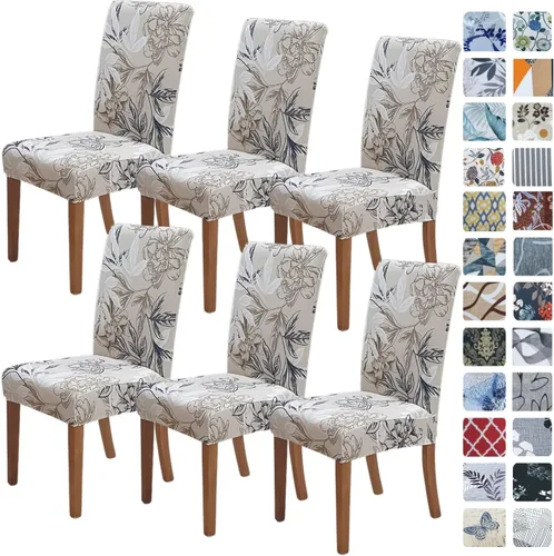 Vista 44 de SPRINGRICO Fundas navideñas para sillas de comedor, paquete de 6, fundas elásticas para sillas de comedor, fundas para sillas Parsons de cocina