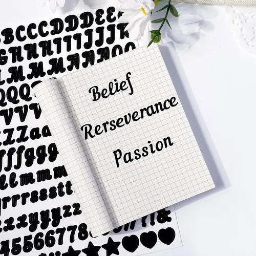 Vista 6 de 0.5 pulgadas Calcomanía de letra pequeña, calcomanías de números de alfabeto de vinilo negro autoadhesivas, letras adhesivas de alfabeto ABC