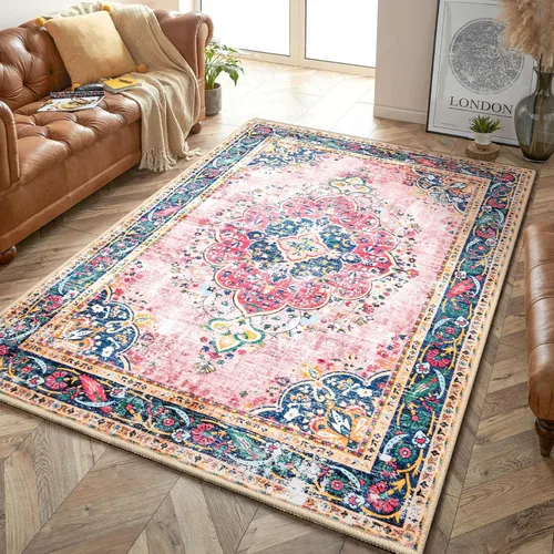 Vista 19 de Alfombras pequeñas de 2x3 pies para entrada, alfombra bohemia verde para baño, pasillo, alfombras de cocina vintage antideslizantes lavables