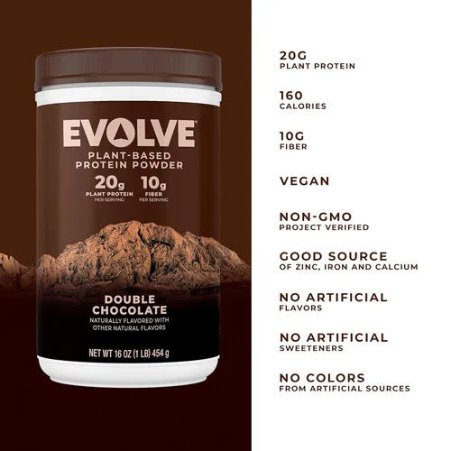 Vista 3 de Evolve Proteína en polvo, chocolate clásico, 20 g de proteína, 10 g de fibra, 1 libra