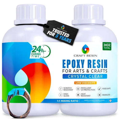 Vista 9 de Kit de Resina para Manualidades 2 Galones de Resina Epoxy Transparente con Bombas - Apto para Alimentos y Resistente a los Rayos UV para Arte DIY
