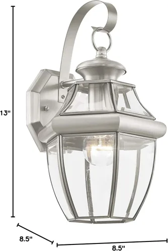 Vista 11 de Livex Lighting 2151-01 Monterey - Farol de pared de latón macizo con acabado de latón antiguo para exteriores, con cristal biselado transparente