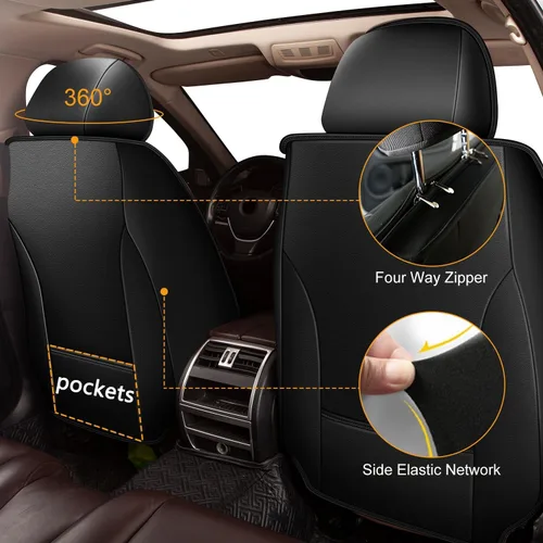 Vista 13 de Juego completo de fundas de asiento de automóvil para Ford Explorer 2004-2023, 2024 y 2025, juego completo de fundas de asiento de cuero con soporte