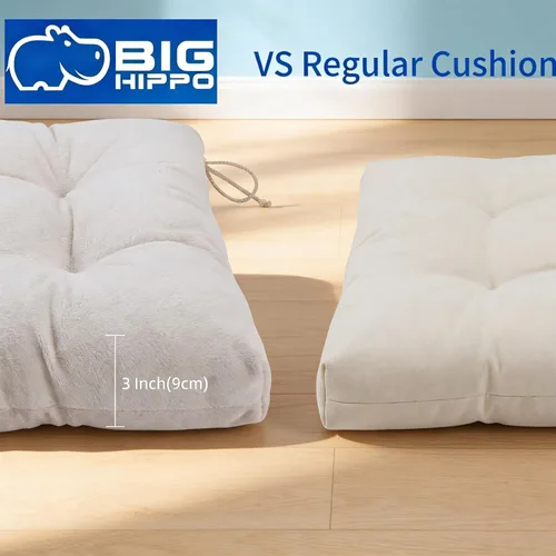 Vista 7 de Big Hippo Juego de cojines para silla mecedora con reposacabezas desmontables, almohadillas extra gruesas para asiento y respaldo, lavable a