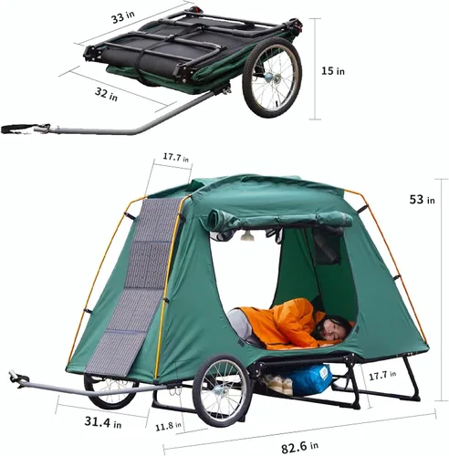 Vista 5 de Tienda de Camping para Bicicleta Eléctrica - Tienda Plegable Impermeable para Bicicleta con Ruedas Todo Terreno de 40,6 cm, PU3000mm, Montaje Rápido