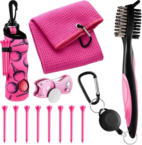 Vista 12 de Liliful Kit de Accesorios de Golf de 12 Piezas, Incluye Bolsa para Pelotas de Golf con Gancho, Toalla, Tees, Marcador de Pelota Magnético