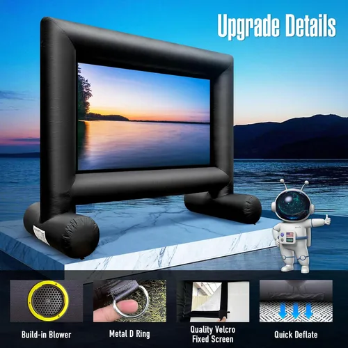 Vista 3 de Pantalla de proyector de película inflable para exteriores de 14 pies con ventilador integrado que soporta proyección frontal y trasera, pantalla