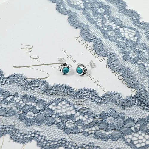 Vista 17 de Tibetan Turquoise Earrings 925 Sterling Silver Post Stud Boho Gemstone Hypoallergenic Handmade Earrings for Women Trendy Fashion