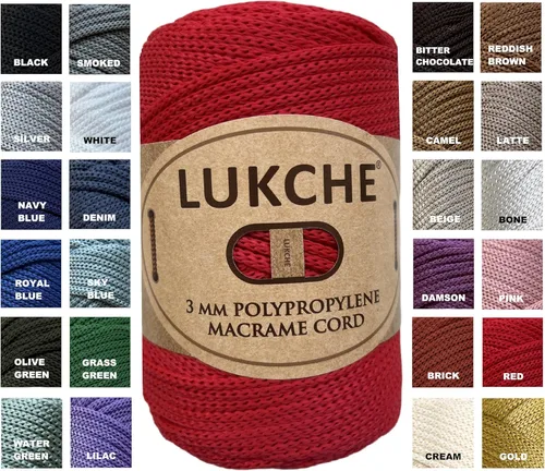 Vista 27 de Cuerda de macramé premium de poliéster de 3 mm, 147 yardas, 8.82 oz, 100% cuerda de macramé de polipropileno, hilo de color para crochet