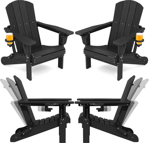 Vista 18 de SERWALL Silla Adirondack plegable, silla Adirondack para exteriores con soporte para tazas, silla Adirondack ajustable con 3 posiciones reclinables