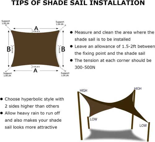 Vista 6 de KANAGAWA - Toldo rectangular tipo vela, parasol de tela que bloquea rayos UV para exteriores, patio y jardín, 8x10 pies, marrón