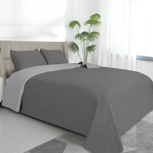 Vista 10 de Easy-Going - Juego de colcha reversible con 2 fundas de almohada, tamaño matrimonial/queen, colcha suave, resistente al agua y a las manchas