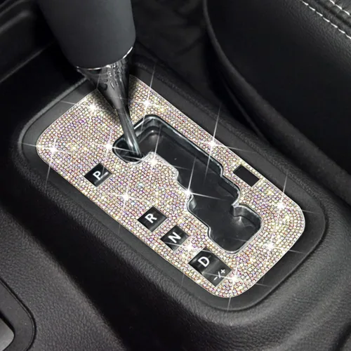Vista 6 de SENSHINE Para Jeep Wrangler JK JKU Accesorios 2012 2013 2014 2015 2016 2017 2018 Bling Gear Shift Box Frame Cover Trim Panel Sticker para mujeres