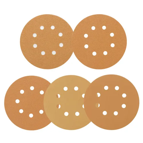 Vista 17 de Discos de lijado de 5 pulgadas y 8 agujeros con gancho y bucle, 50 discos de papel de lija de grano 40 para lijadora orbital aleatoria, almohadillas