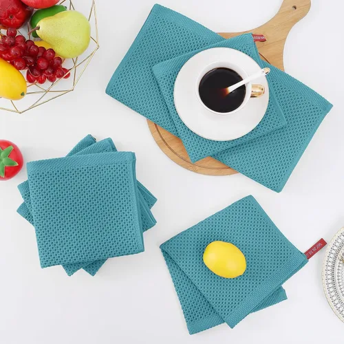 Vista 460 de Homaxy Paños de cocina de 100% algodón con tejido de gofre, ultra suaves, absorbentes, de secado rápido, 12 x 12 pulgadas, paquete de 6, amarillo