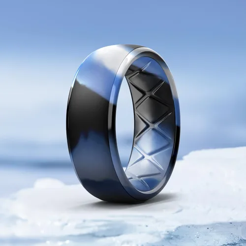 Vista 93 de Egnaro Anillos de boda de silicona para hombre: 1/4/6/7 Multipack de anillos de boda de goma con arco interior Diseño ergonómico transpirable