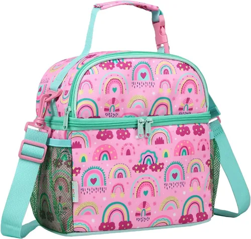 VASCHY Lonchera para Niños, Bolsa Enfriadora con Aislamiento de Doble Compartimento para Niñas Pequeñas Escuela/Guardería/Picnic Arcoíris Arco iris