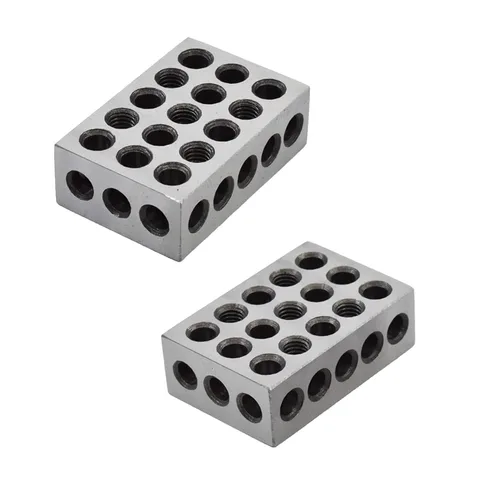 Vista 2 de 1 par de bloques de 2 x 3 pulgadas, 23 agujeros, acero endurecido HRC 57-62 123 bloques de configuración de maquinista de precisión