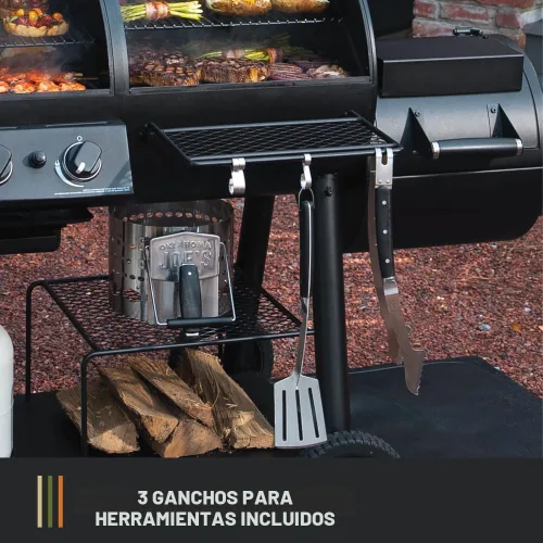 Vista 7 de Combo de Ahumador y Parrilla a Carbón y Gas Oklahoma Joe's Canyon, Negro - 24203004